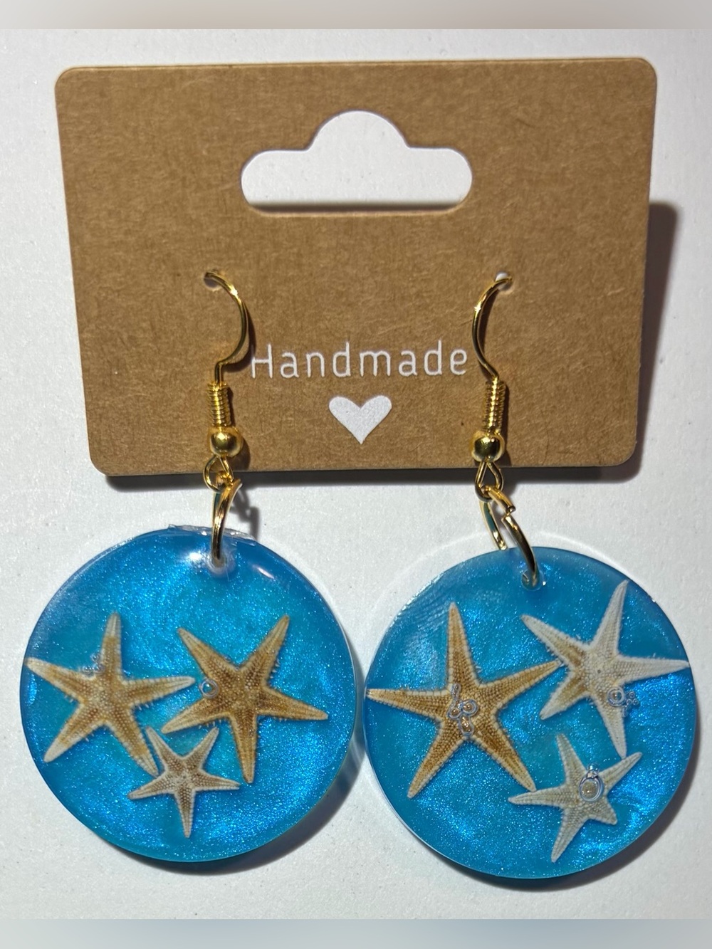 Blue Starfish Resin Drop Earrings
